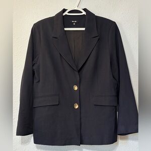 Saint + Sofia Payton Blazer Blue Black w/ Gold Decorative Circle Button 12